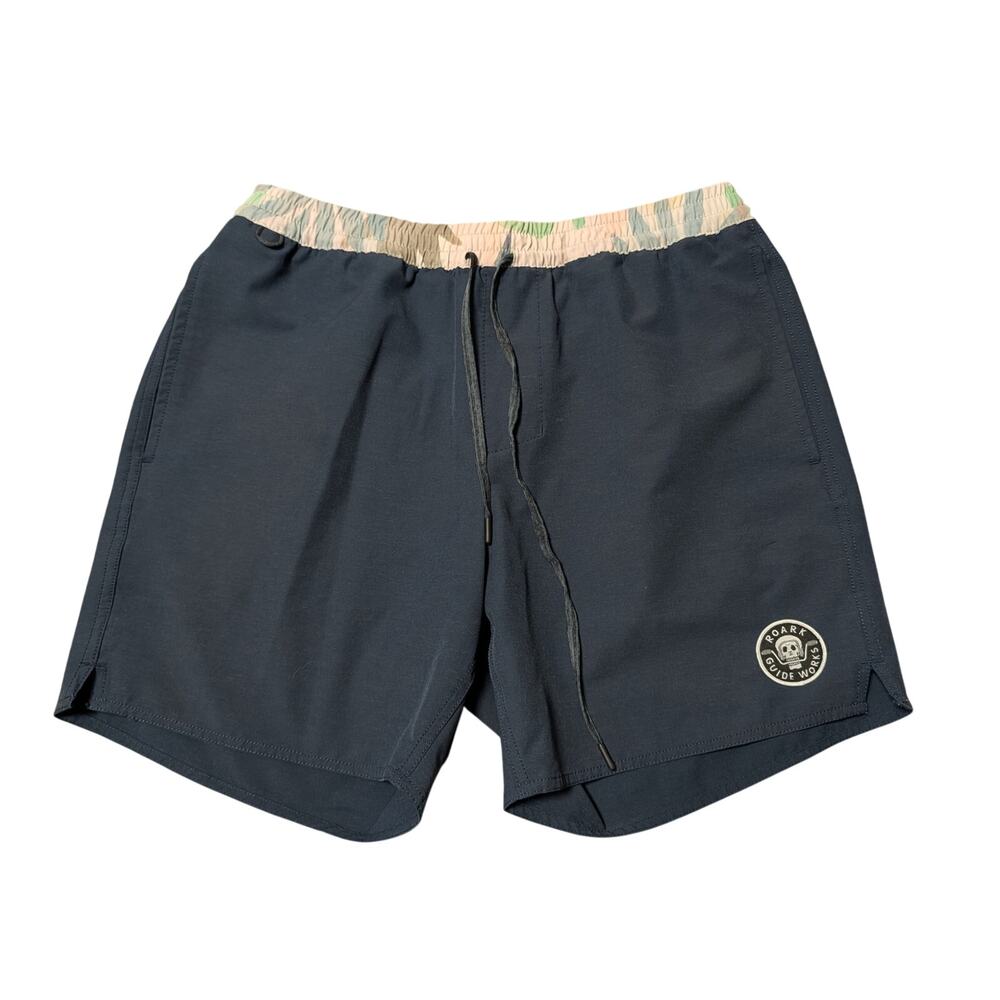 ROARK Men's shorts/swim trunks, Medium, lightweight, black & camo print